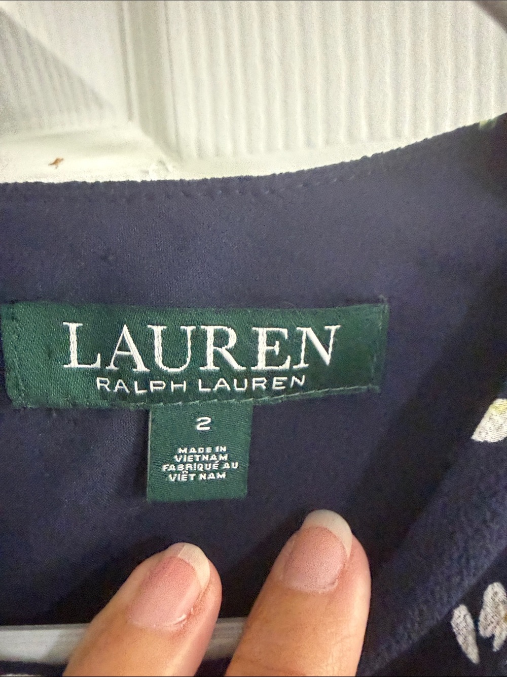 Lauren Ralph Lauren Navy Floral Swing Skirt with White and Yellow Blooms - Picture 2 of 4
